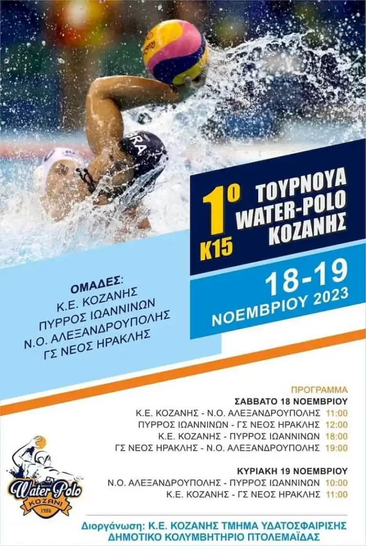 1Ο Τουρνουά Water Polo Από Την Κολυμβητική Ένωση Κοζάνης Στο Κολυμβητήριο Της Πτολεμαΐδας