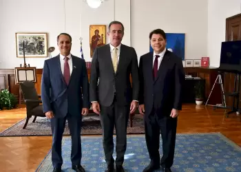 O Υφυπουργός  Μακεδονίας και Θράκης  Στάθης Κωνσταντινίδης με τον Πρέσβη των ΗΠΑ στην Ελλάδα  Γιώργο Τσούνη