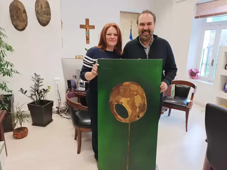 Δωρεά πίνακα ζωγραφικής στον Δήμο Φλώρινας από τη Μαρία Χατζηλάμπου