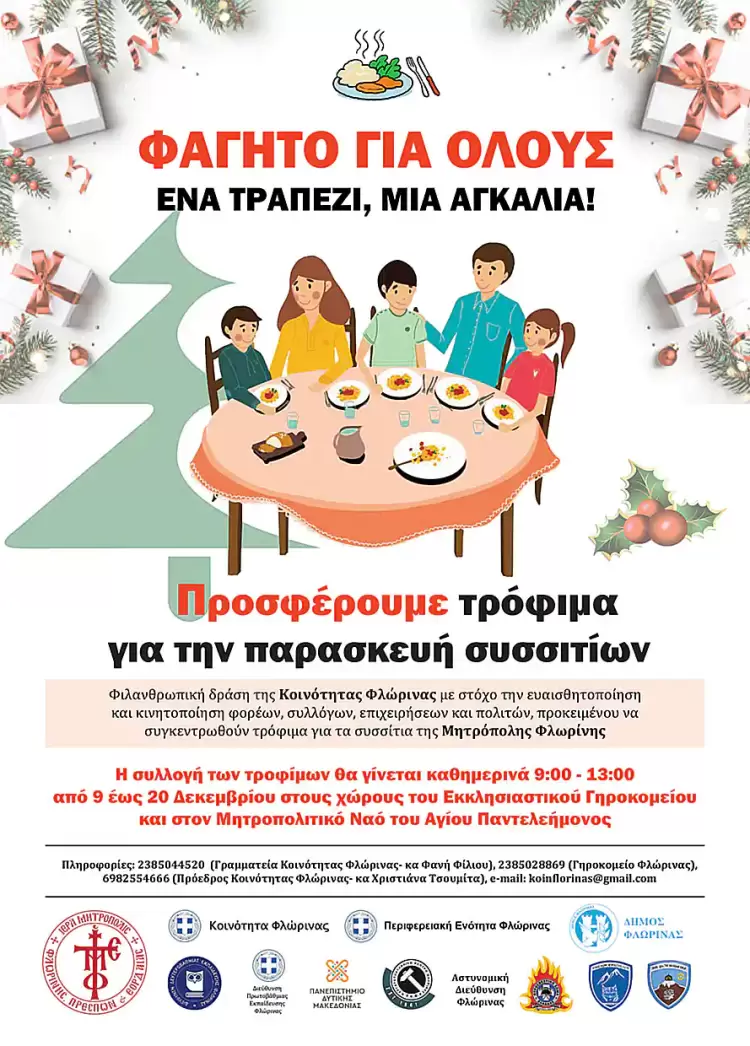 «Φαγητό για όλους» για την ενίσχυση των συσσιτίων της Μητρόπολης από την Κοινότητα Φλώρινας