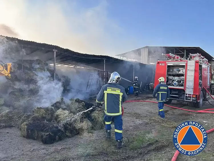 Συμμετοχή της Πολιτικής Προστασίας του Δήμου Φλώρινας στην κατάσβεση φωτιάς σε κτηνοτροφική μονάδα στην κοινότητα Αρμενοχωρίου