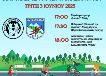 Δράση για την Παγκόσμια Ημέρα Ποδηλάτου από τον Δήμο Φλώρινας και τον Σ.Ο.Χ. Φλώρινας