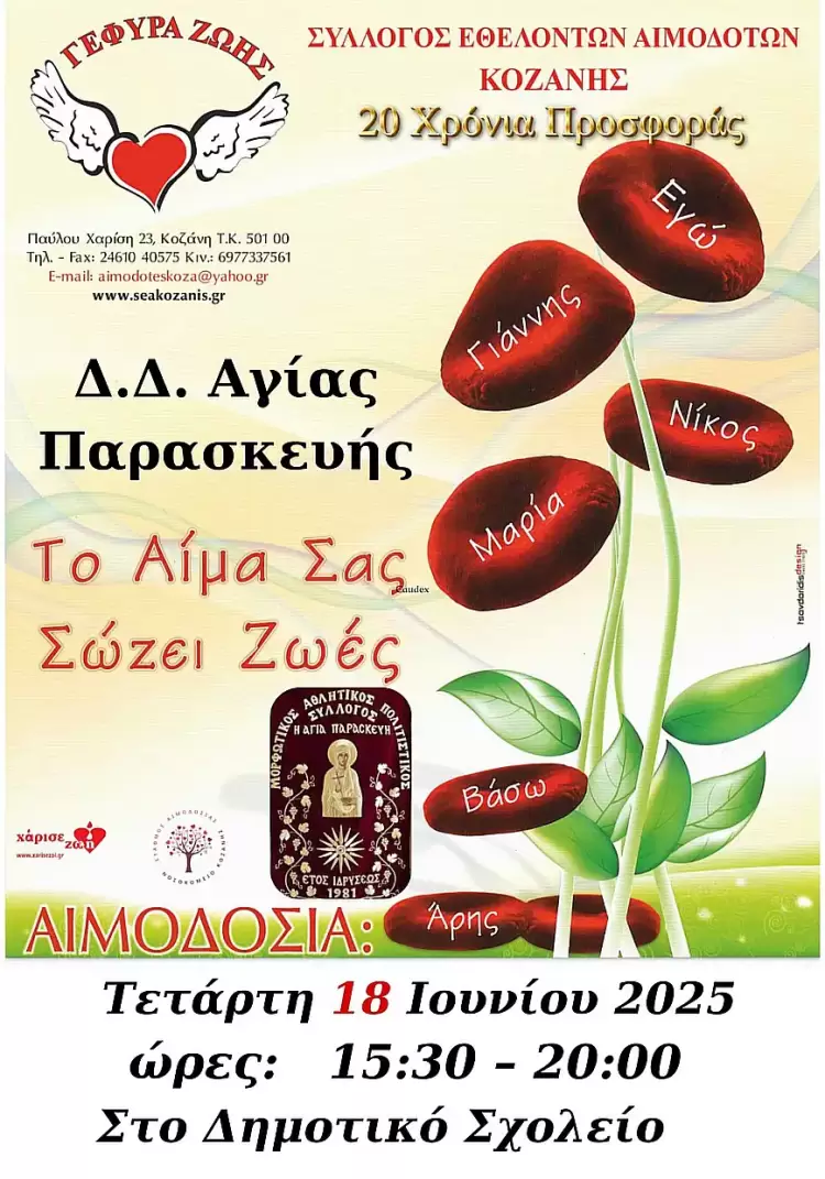 Στο Δ.Δ. Αγ. Παρασκευής η 17η Αιμοδοσία