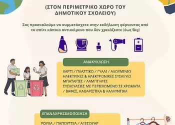 Πρόσκληση σε εκδήλωση: Επαναχρησιμοποίηση & Ανακύκλωση στην πράξη
